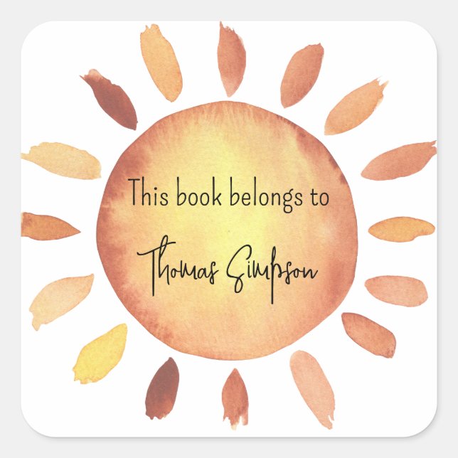 Sticker Carré Plaque baby shower Sunshine (Devant)