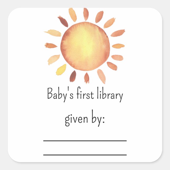Sticker Carré Plaque baby shower Sunshine (Devant)