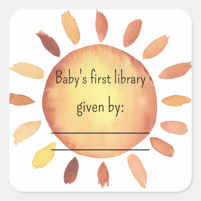 Sticker Carré Plaque baby shower Sunshine (Devant)