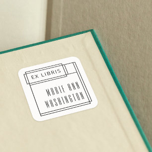 Sticker Carré Plaque d'accueil minimaliste moderne Simple Ex Lib