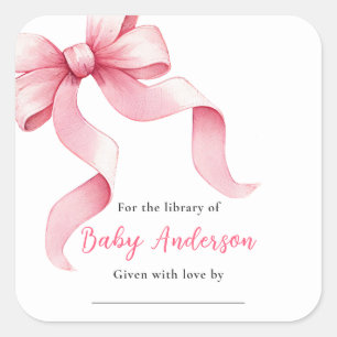 Sticker Carré Plaque de Baby shower à coquette rose