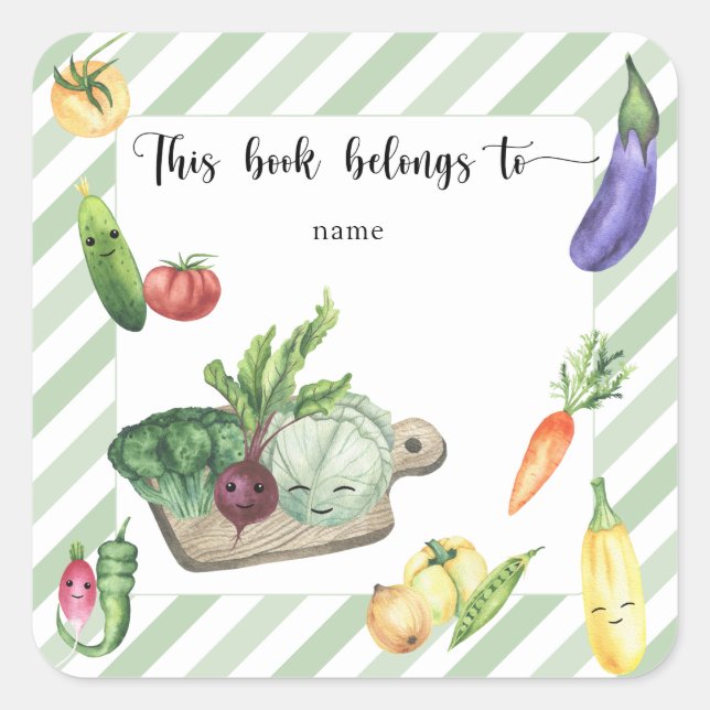 Sticker Carré Plaque de Baby shower cultivé - ce livre appartien (Devant)