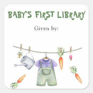Sticker Carré Plaque de Baby shower de culture - première biblio