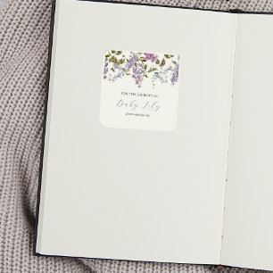 Sticker Carré Plaque de Baby shower Lilac et Lavender