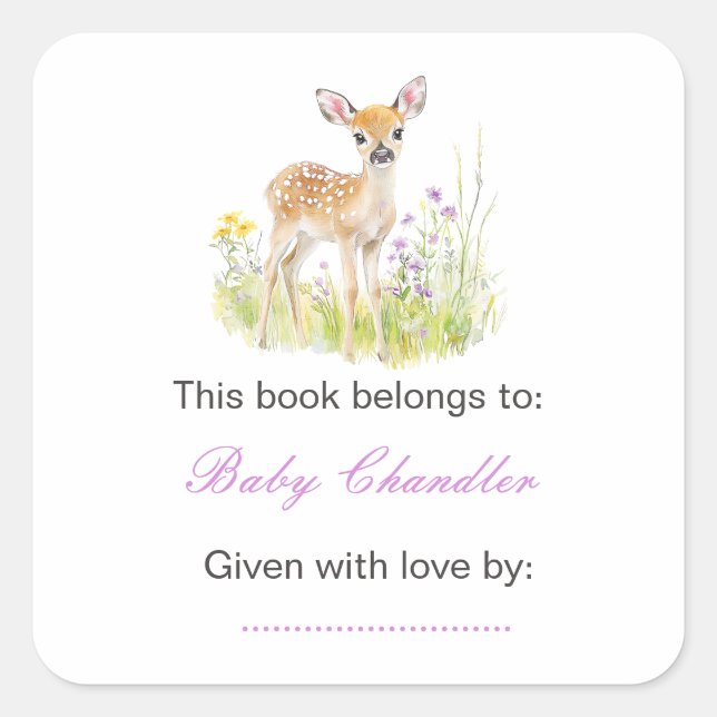 Sticker Carré Plaque de Baby shower Spring Deer (Devant)