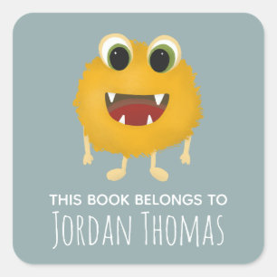 Sticker Carré Plaque de l'école de Monstre Jaune pour enfants