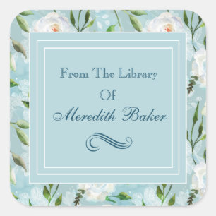 Sticker Carré Plaque de réservation Été Blush Lacy Floral Blooms