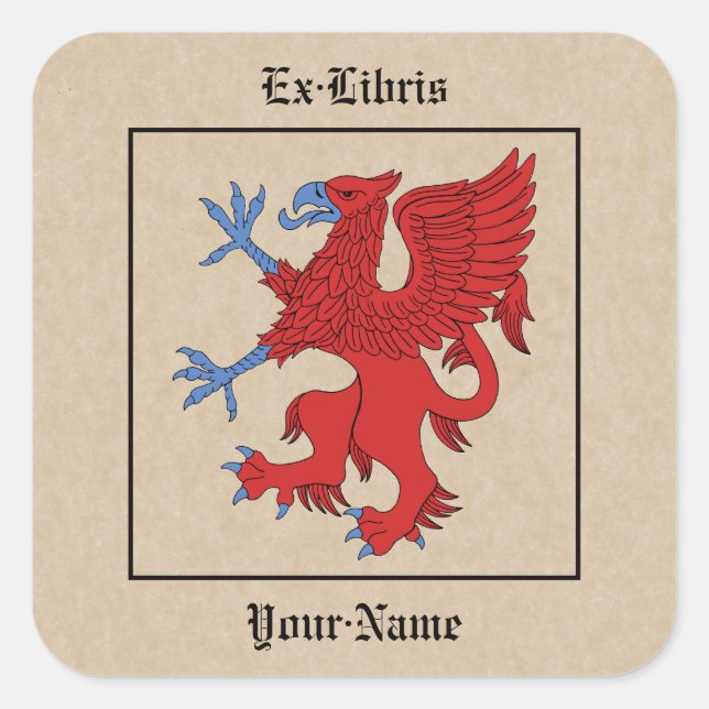 Sticker Carré Plaque de réservation Griffin Rampant Gules (Devant)