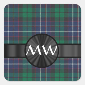 Sticker Carré Plaque de tartan bleu et vert