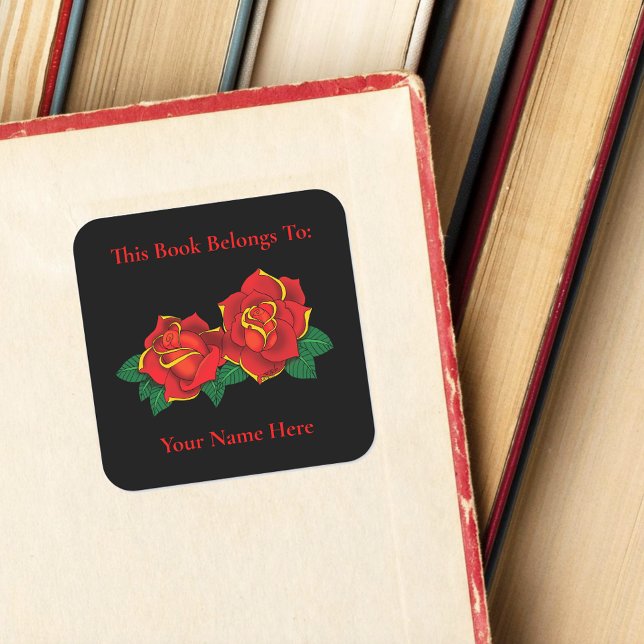 Sticker Carré Plaque de tatouage Red Roses (Créateur téléchargé)