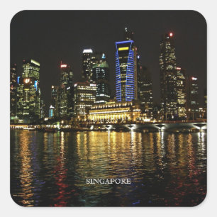 Sticker Carré Plaque d'éclairage nocturne de Singapour