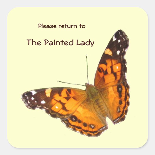 Sticker Carré Plaque d'emballage pour papillon dame ~ autocollan (Devant)