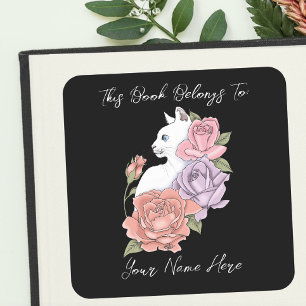 Sticker Carré Plaque d'enregistrement blanc Peach Lavender Rose 