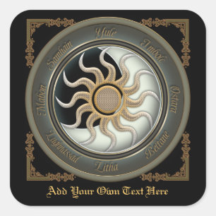 Sticker Carré Plaque d'enregistrement de la roue Sun et Moon Pag