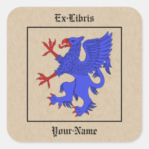 Sticker Carré Plaque d'enregistrement en azur Griffin Rampant