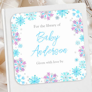 Sticker Carré Plaque d'enregistrement pour le Baby shower de flo