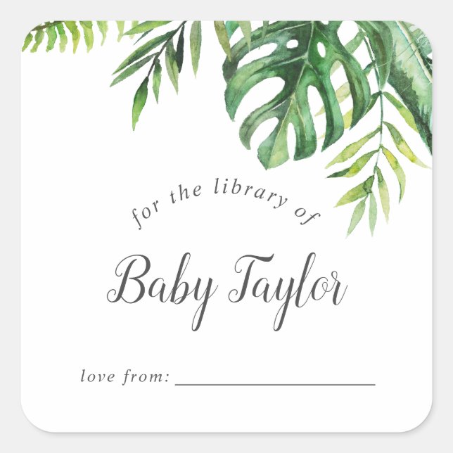 Sticker Carré Plaque d'enregistrement Wild Tropical Palm Baby sh (Devant)