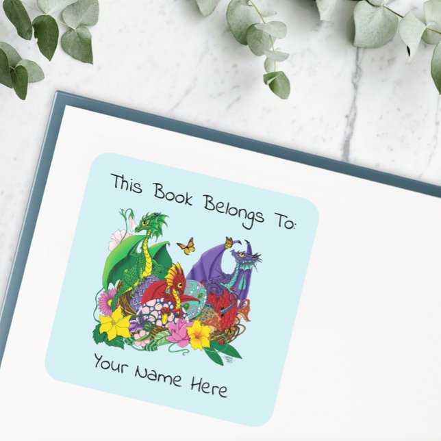 Sticker Carré Plaque d'Imaginaire de nid de dragon pour bébé (Créateur téléchargé)