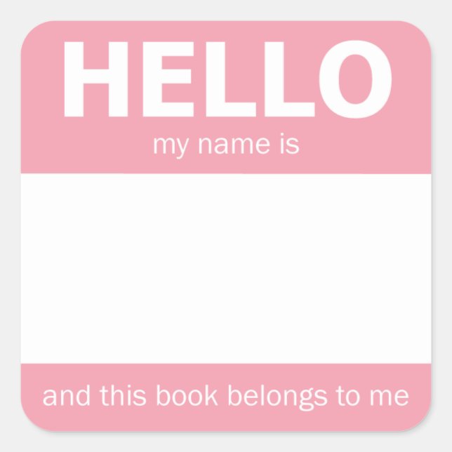 Sticker Carré Plaque d'inscription rose "Hello" (Devant)