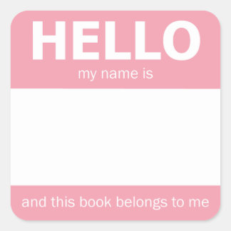 Sticker Carré Plaque d'inscription rose "Hello"