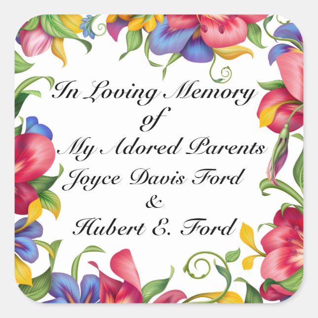 Sticker Carré Plaque, En Mémoire, Don (Devant)