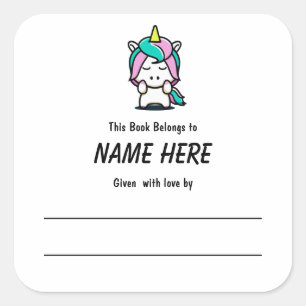 Sticker Carré Plaque Enfants Unicorn avec message