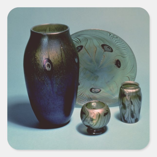 Sticker Carré Plaque et vases de favoritisme Tiffany (Devant)