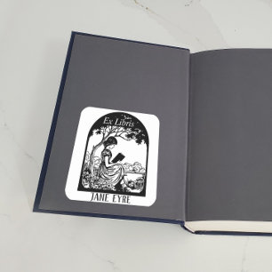 Sticker Carré Plaque - Fille Lecture Sous Arbre