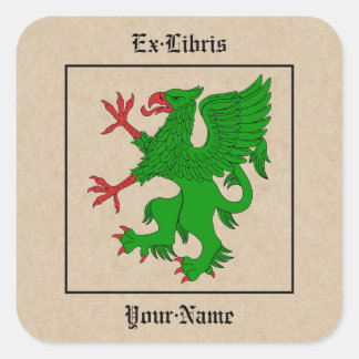Sticker Carré Plaque Griffin Rampant Vert