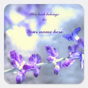 Sticker Carré Plaque-livre de fleurs violettes