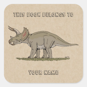 Sticker Carré Plaque-livre Dinosaure Tricératops Crétacé