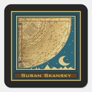 Sticker Carré Plaque-livre Quadrant 1775 Astrolabe personnalisée