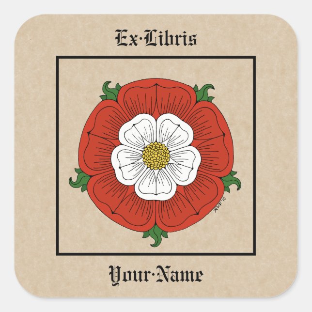 Sticker Carré Plaque Rose Tudor (Devant)