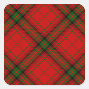 Sticker Carré Plaque rouge vert tartan MacDougall