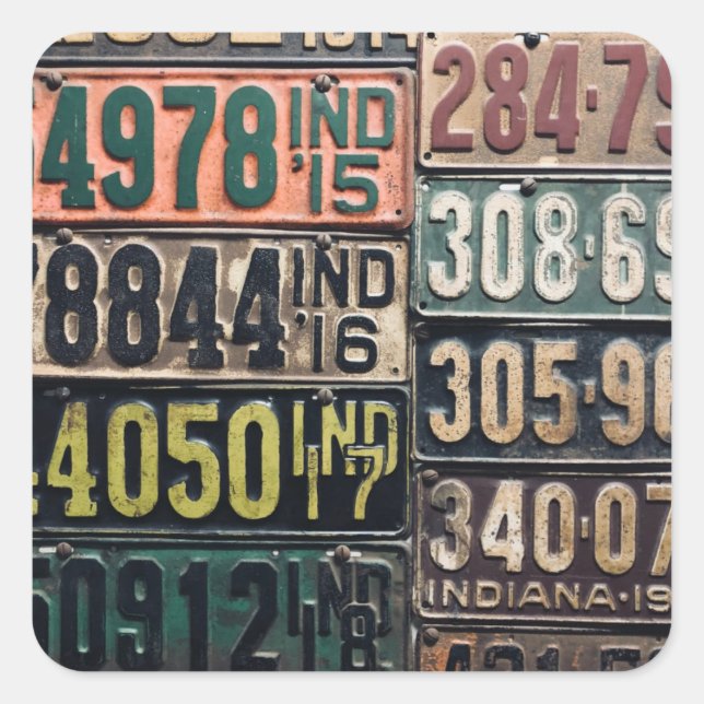 Sticker Carré Plaques de licence vintages (Devant)