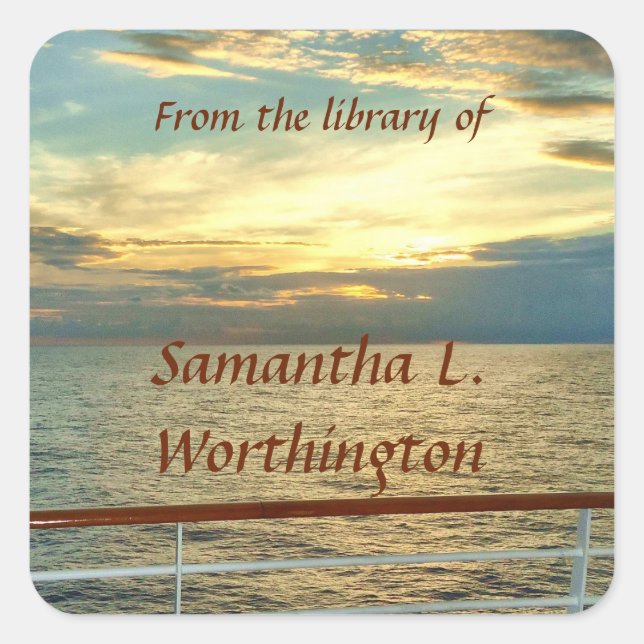 Sticker Carré Plaques de livres personnalisées Marine Sunrise (Devant)
