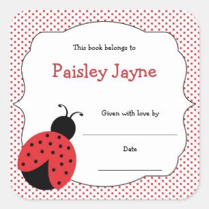 Sticker Carré Plaques de livres Red Black Ladybug / apportez une