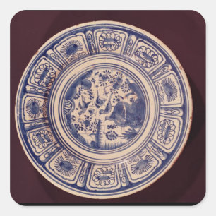 Sticker Carré Plat bleu, dérivé d'une Ming Export tardive