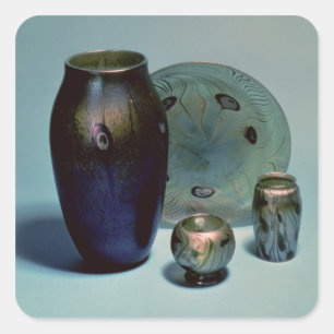 Sticker Carré Plat et vases favrile de Tiffany