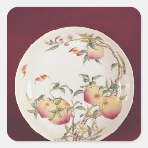 Sticker Carré Plat rose de Famille décoré