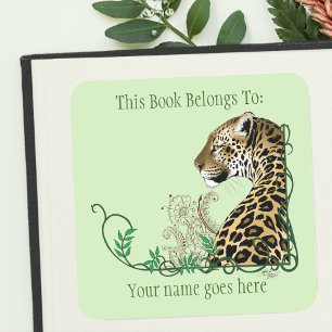 Sticker Carré Plate-forme Leopard Wild Cat Green Henna