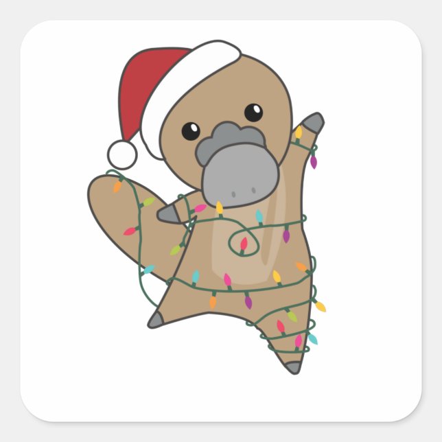 Sticker Carré Platypus Tableaux de Noël Sweet Animaux (Devant)