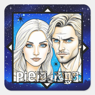 Sticker Carré Pleiadians Extra Terrestres Course avec étoiles