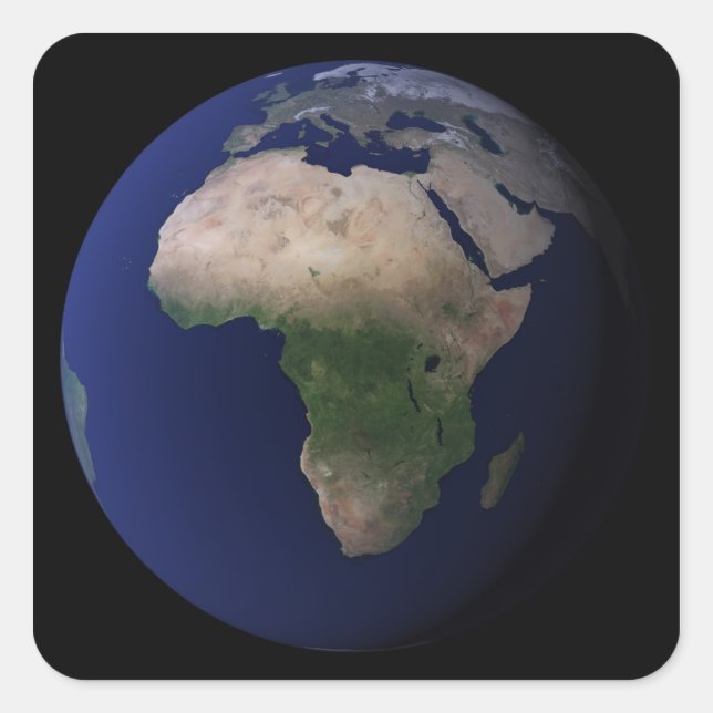 Sticker Carré Pleine Terre montrant l'Afrique, l'Europe et le Mo (Devant)