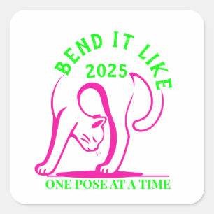 Sticker Carré Plier comme 2025 : Fun de chat Yoga
