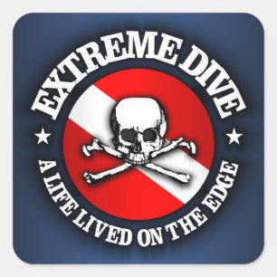 Sticker Carré Plongée extrême (Crâne)