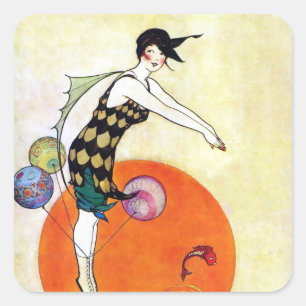 Sticker Carré Plongée Flapper Girl