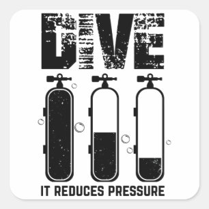 Sticker Carré Plongée   Instructeur de plongée Sea Diver