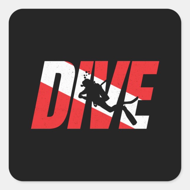 Sticker Carré Plongée, Plongée plongée plongée Gift Diver Down D (Devant)