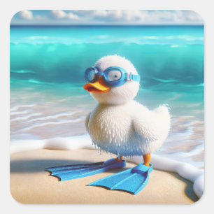 Sticker Carré Plongeur de plongée